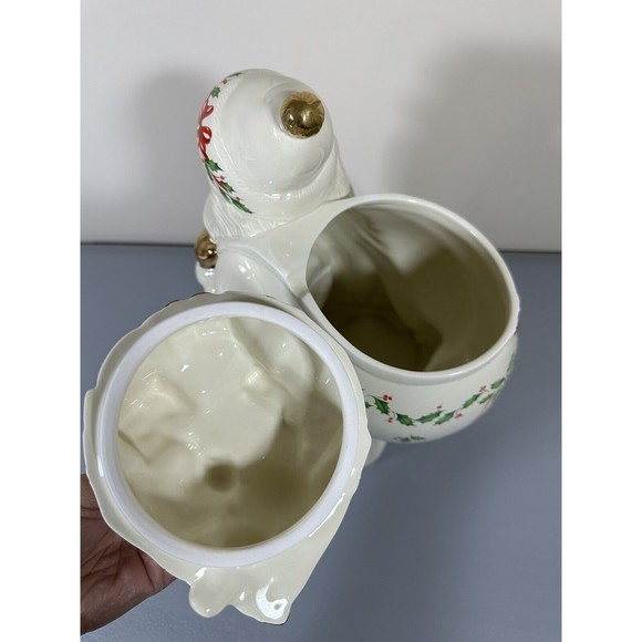 Lenox Santa Cookie Jar in Original Box 13" Holiday Skating Christmas Excellent - Picture 6 of 7